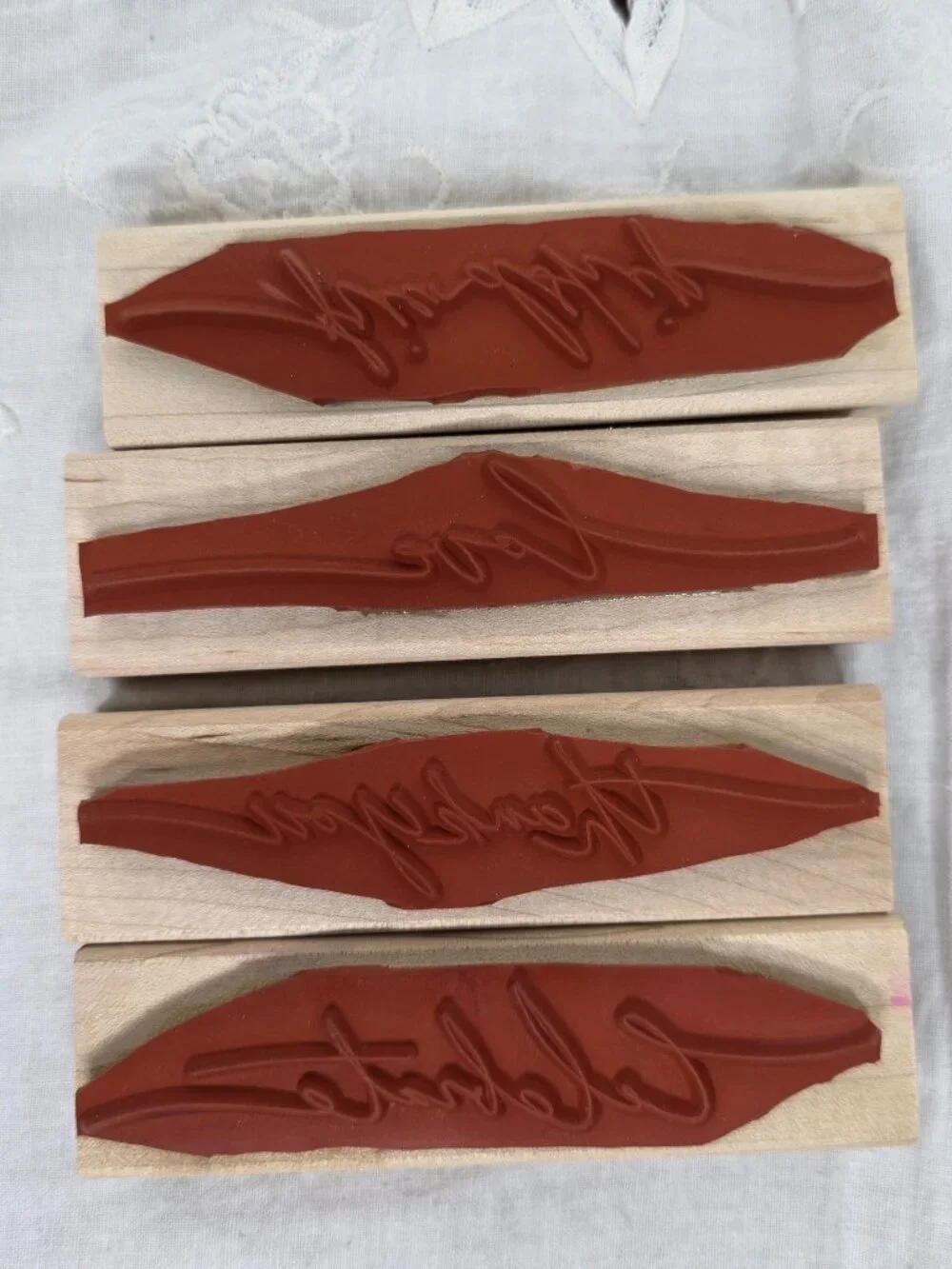 Vintage Stampin Up Wonderful Words Set of 4 Wood Block Stamps 2004 Card Art DIY
